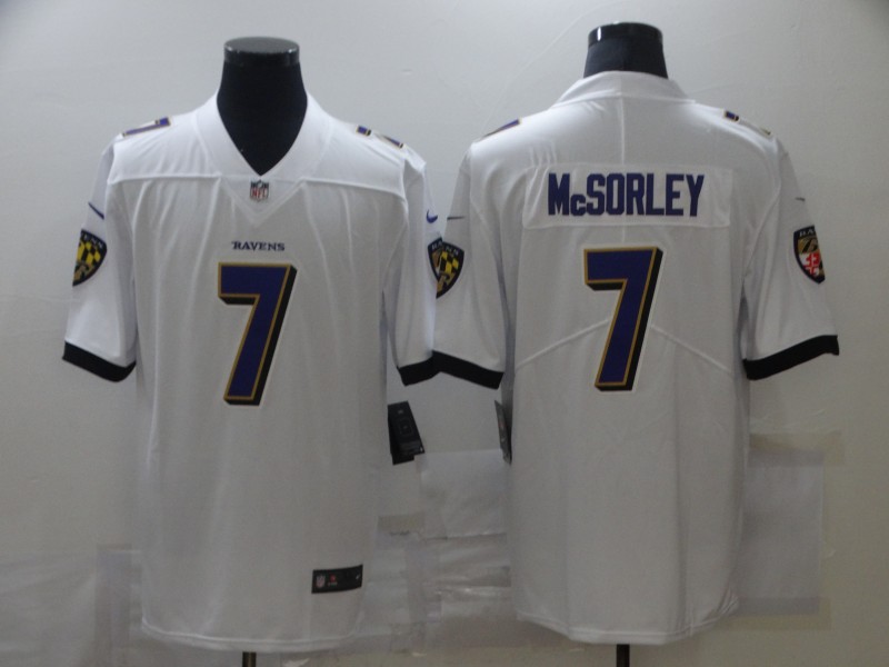 Men's Baltimore Ravens Trace McSorley #7 White Jersey